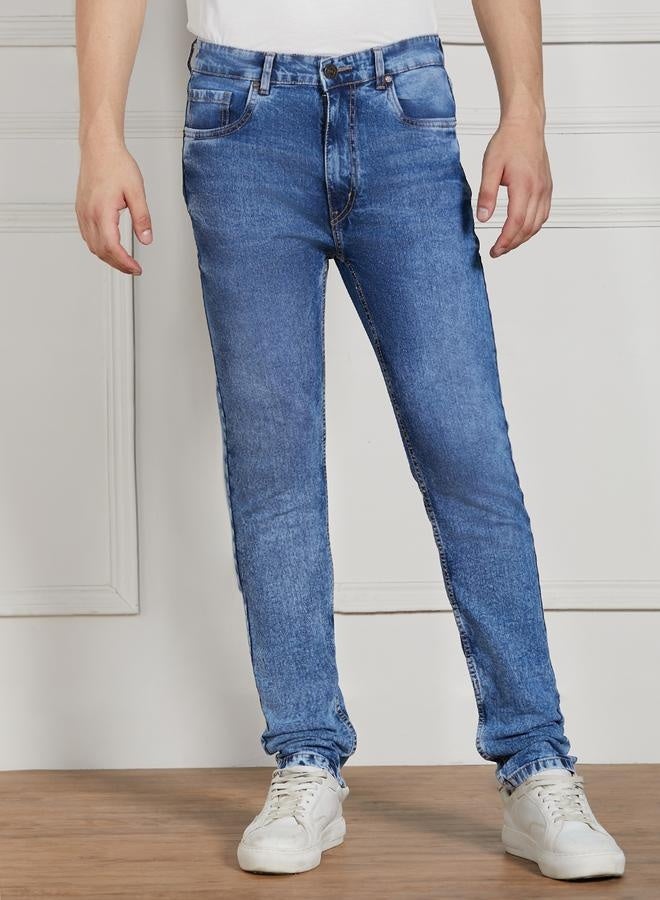 Men’s Mid Blue Slim Fit Stretch Jeans