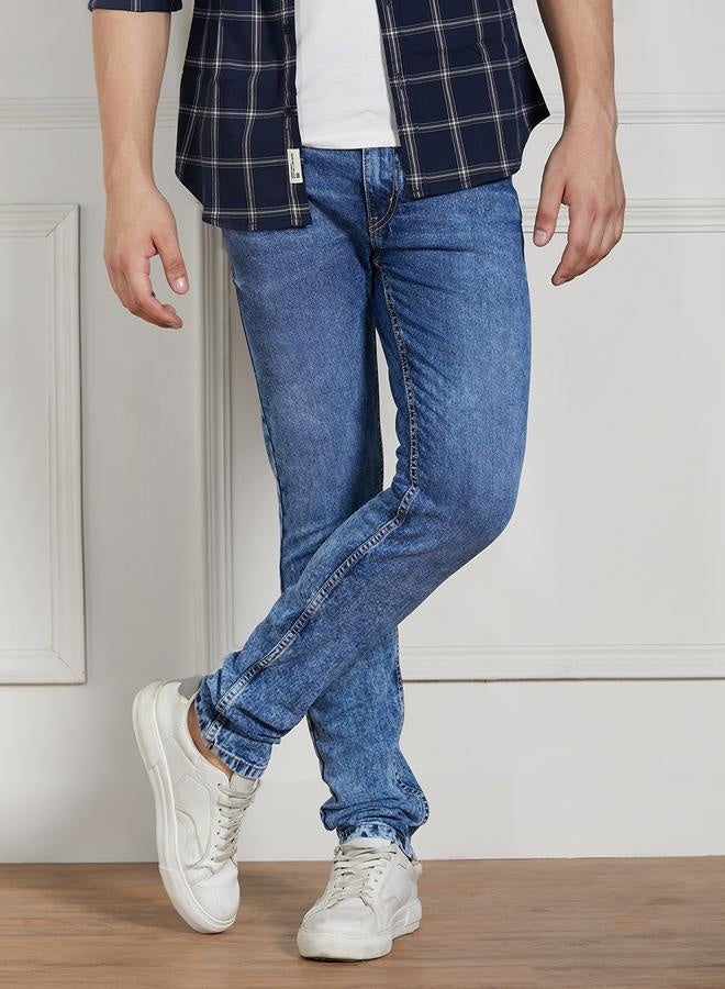 Men’s Mid Blue Slim Fit Stretch Jeans