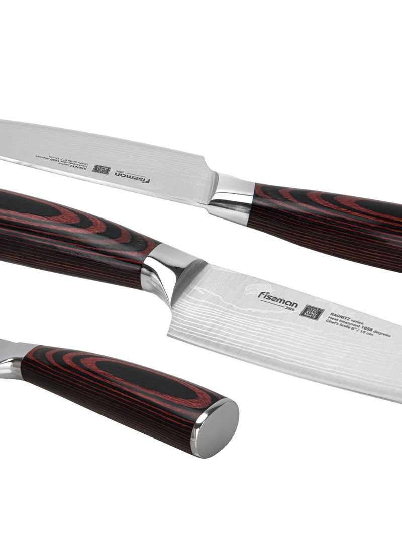 Chef Knife 6'' Kitchen Knife Ultra Sharp, German High Carbon Stainless Steel Knife Elegance Series, Damascus Pattern Professional Kitchen Knife, Ergonomic Handle for Home, Kitchen, Restaurant