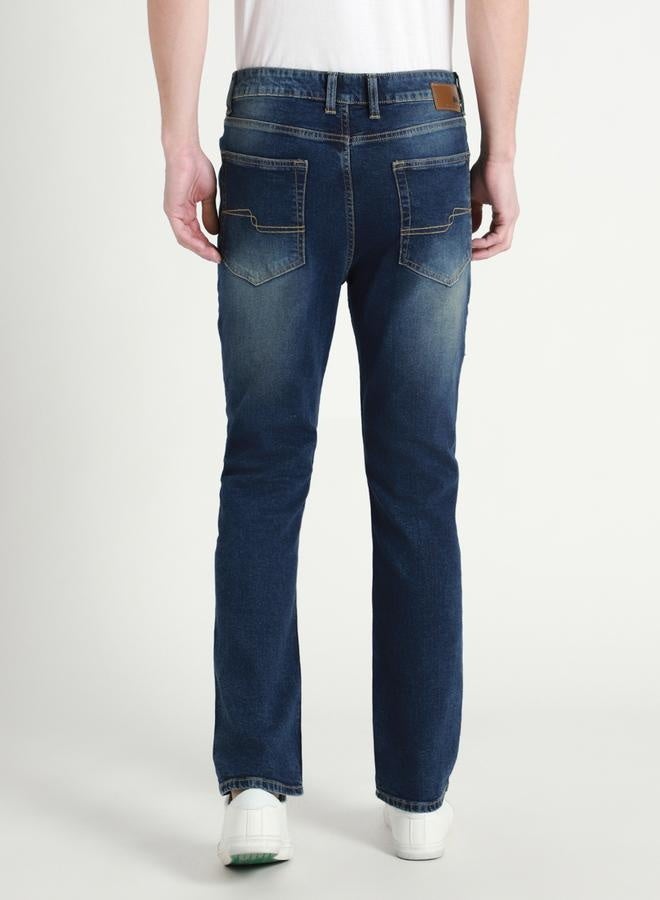 Men's Dark Blue Straight Fit Twill Jeans