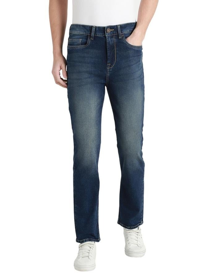 Men's Dark Blue Straight Fit Twill Jeans