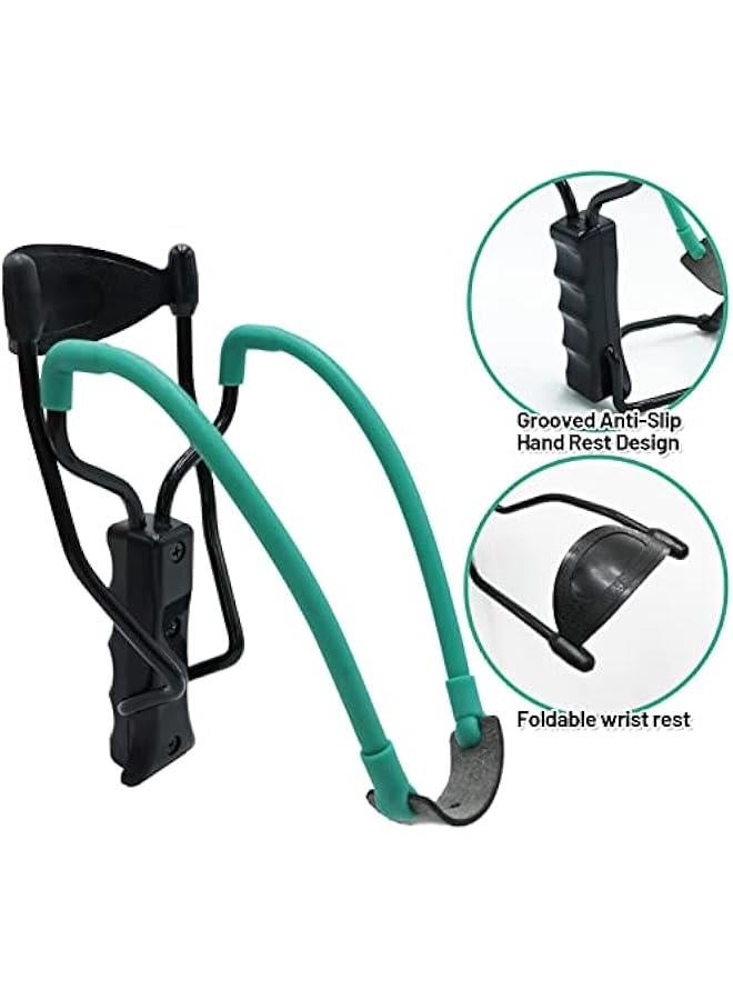 Wrist Rocket Slingshots for Adults Folding Slingshot Set with 50 Slingshot Ammo and 4 Powerful Rubber Bands 2 Slingshot Targets 1 Slingshot Pouch Outdoor Hunting Sling Shot