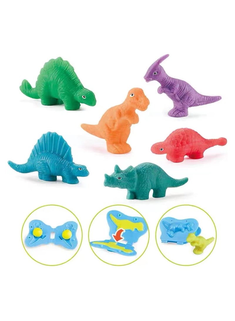 Color Dough Dinosaurs Toys, Creations Toy for Kid 5 Color Doughs 1 Plastic Knife and 6 Shape Dino, Preschool Art Toys for Toddler Girls Boys Gifts