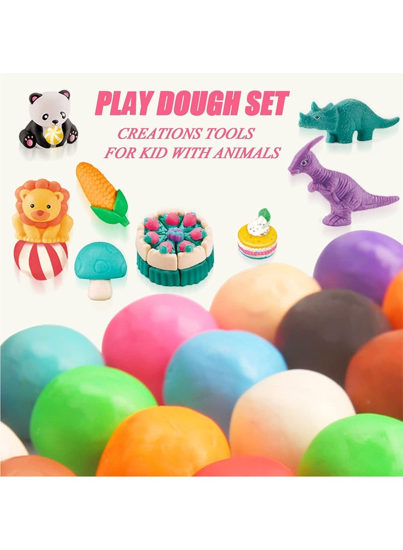 Color Dough Dinosaurs Toys, Creations Toy for Kid 5 Color Doughs 1 Plastic Knife and 6 Shape Dino, Preschool Art Toys for Toddler Girls Boys Gifts