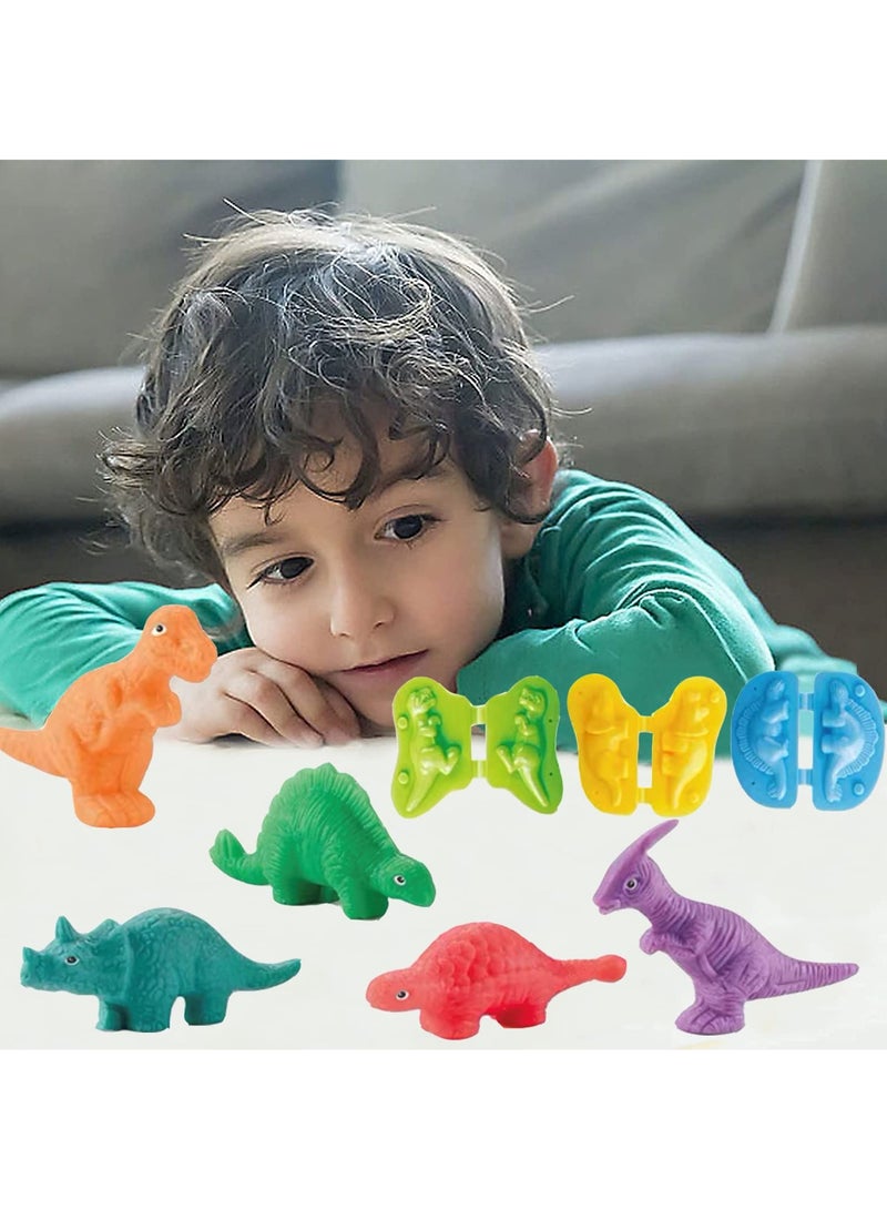 Color Dough Dinosaurs Toys, Creations Toy for Kid 5 Color Doughs 1 Plastic Knife and 6 Shape Dino, Preschool Art Toys for Toddler Girls Boys Gifts