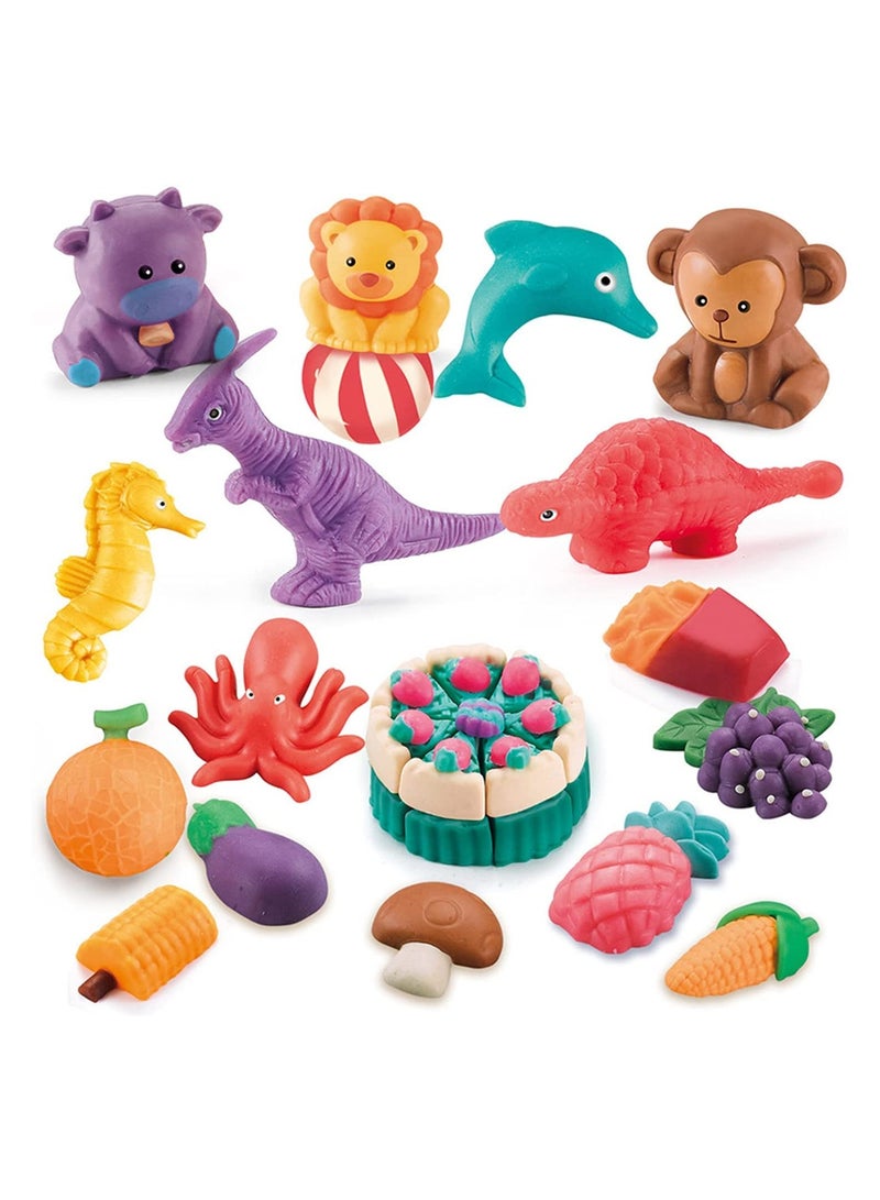 Color Dough Dinosaurs Toys, Creations Toy for Kid 5 Color Doughs 1 Plastic Knife and 6 Shape Dino, Preschool Art Toys for Toddler Girls Boys Gifts