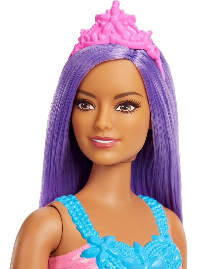 Barbie Dreamtopia Princess Doll (Curvy, Purple Hair), with Sparkly Bodice, Princess Skirt and Tiara, Toy for Kids Ages 3 Years Old and Up