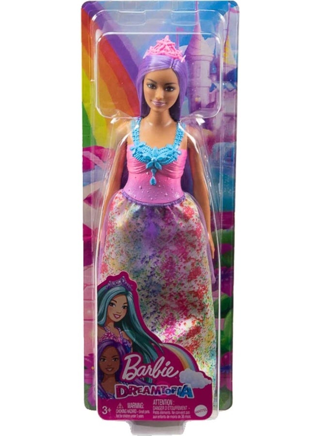 Barbie Dreamtopia Princess Doll (Curvy, Purple Hair), with Sparkly Bodice, Princess Skirt and Tiara, Toy for Kids Ages 3 Years Old and Up