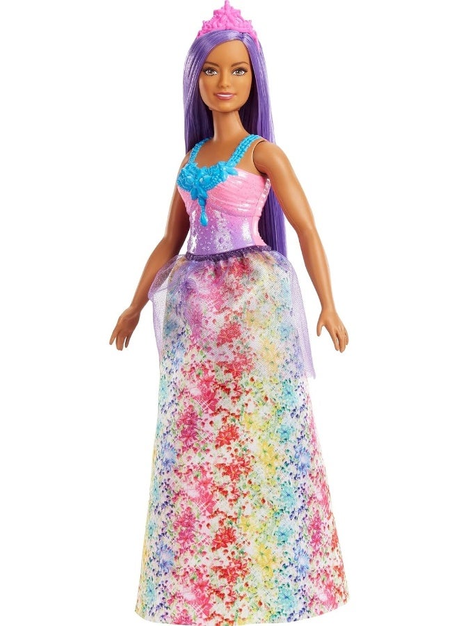 Barbie Dreamtopia Princess Doll (Curvy, Purple Hair), with Sparkly Bodice, Princess Skirt and Tiara, Toy for Kids Ages 3 Years Old and Up