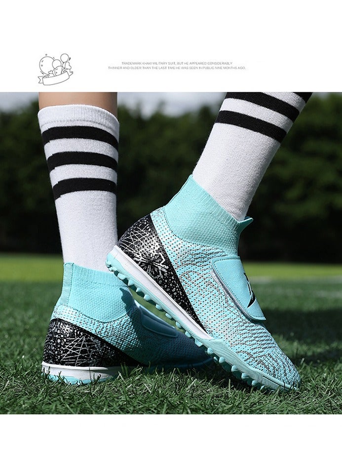 Children's Football Shoes, High-Top Boys' Professional Training Spiked Shoes, Lawn Sports Shoes, Velcro Sports Shoes