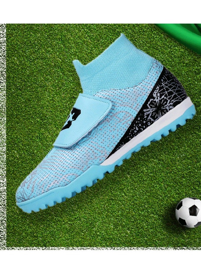 Children's Football Shoes, High-Top Boys' Professional Training Spiked Shoes, Lawn Sports Shoes, Velcro Sports Shoes