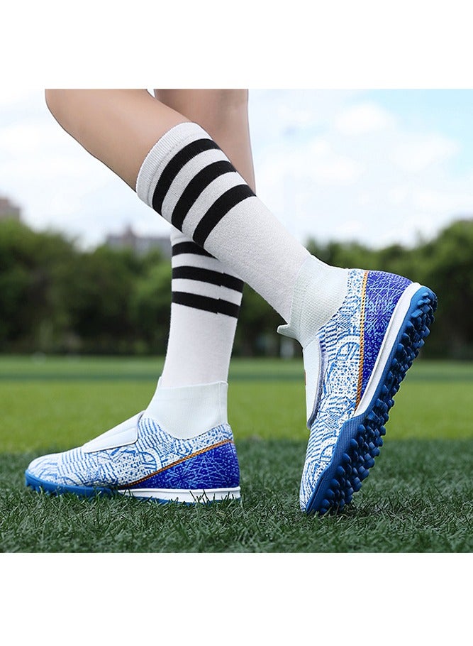 Children's Football Shoes, High-Top Boys' Professional Training Spiked Shoes, Lawn Sports Shoes, Velcro Sports Shoes