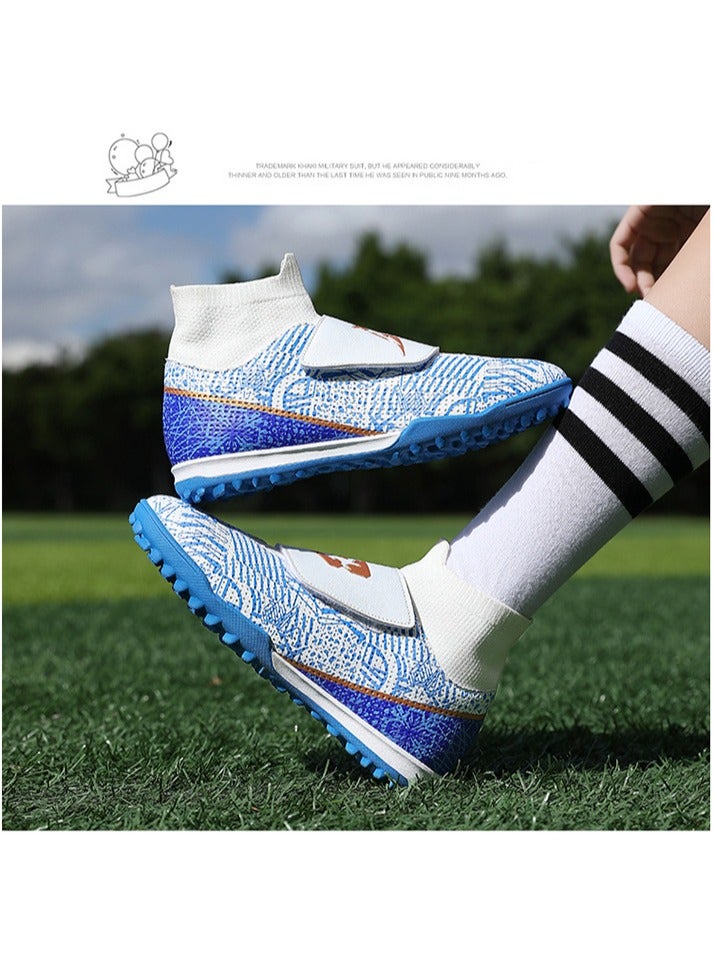 Children's Football Shoes, High-Top Boys' Professional Training Spiked Shoes, Lawn Sports Shoes, Velcro Sports Shoes