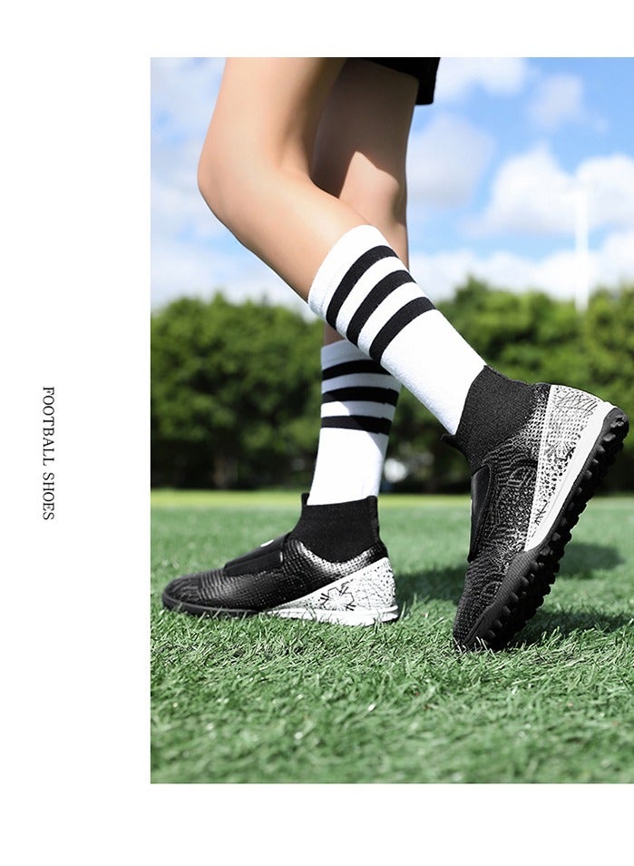 Children's Football Shoes, High-Top Boys' Professional Training Spiked Shoes, Lawn Sports Shoes, Velcro Sports Shoes