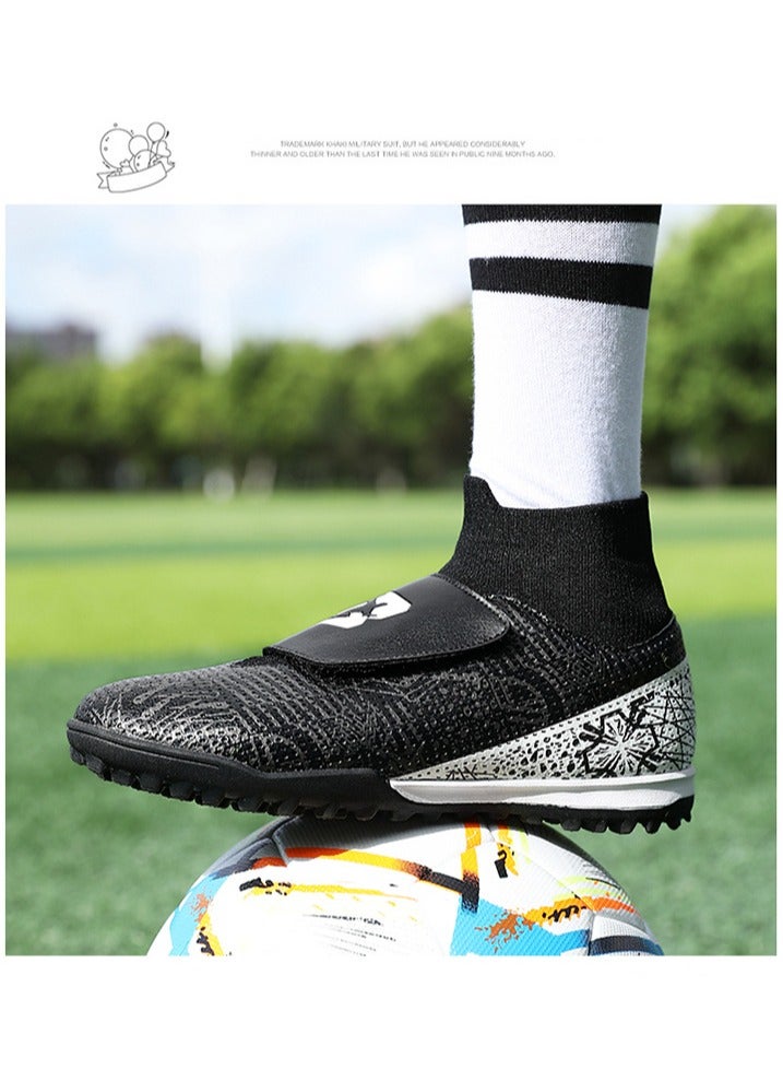 Children's Football Shoes, High-Top Boys' Professional Training Spiked Shoes, Lawn Sports Shoes, Velcro Sports Shoes