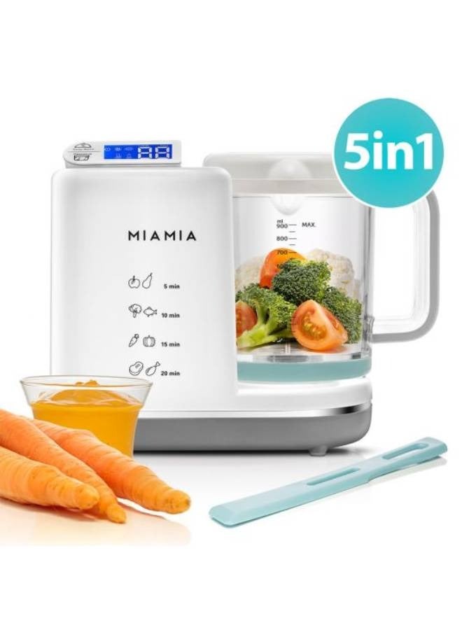 MiaMia 5-in-1 Baby Food Processor, Baby Food Maker, Baby Food Maker, Baby Food Preparation, Bottle Warmer - Baby Steaming, Mixing, Reheating