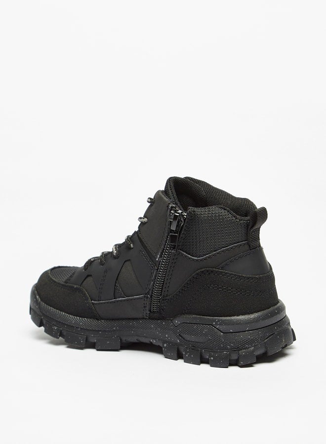 Boys Textured High-Cut Boots With Zip Closure