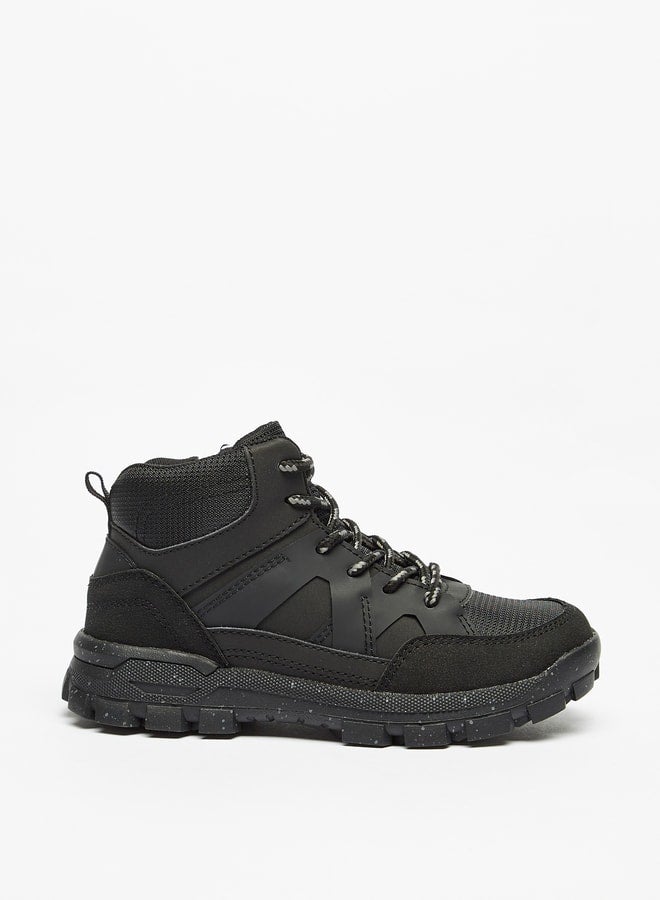 Boys Textured High-Cut Boots With Zip Closure