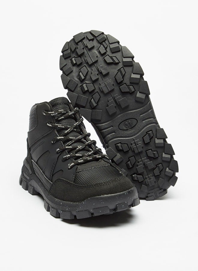 Boys Textured High-Cut Boots With Zip Closure