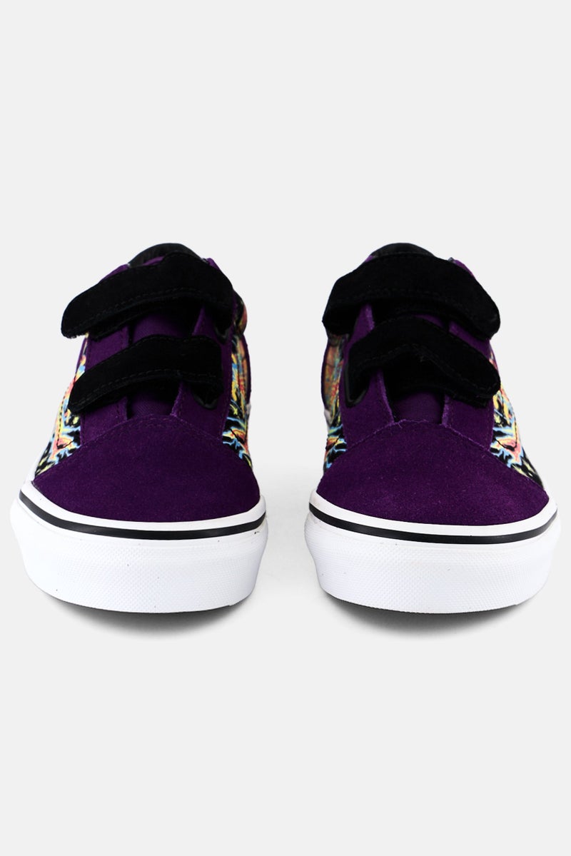 Kids Boy Old Skool Velcro Closure Shoes, Purple