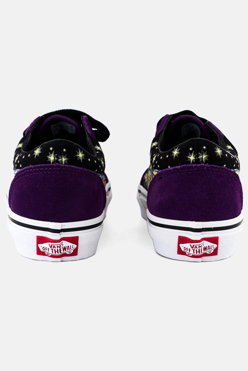 Kids Boy Old Skool Velcro Closure Shoes, Purple