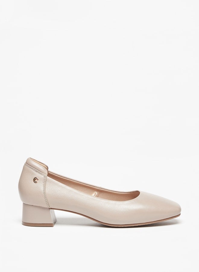 Solid Slip-On Shoes with Block Heels