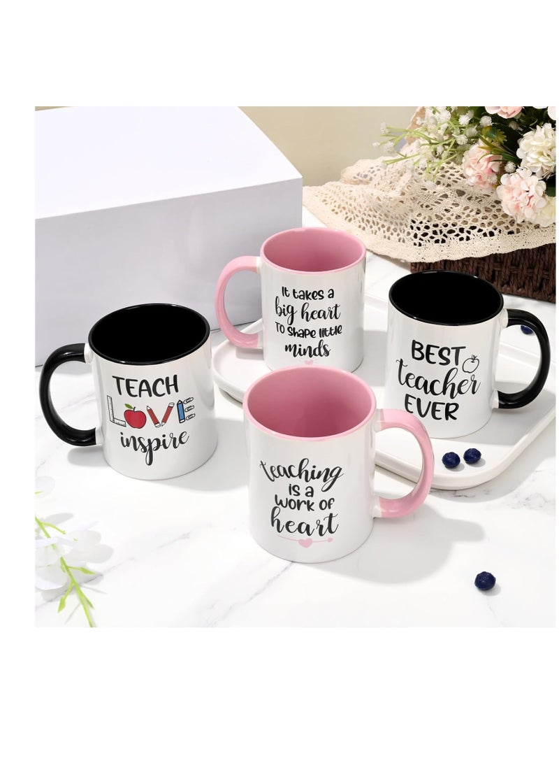 Teacher Appreciation Gifts Bulk 4 Pcs Teacher Appreciation Gifts Best Teacher Ever Gifts Teacher Mug Teacher Gifts for Women Men Thank You Teacher Gifts Christmas Gifts for Teacher 11 Oz