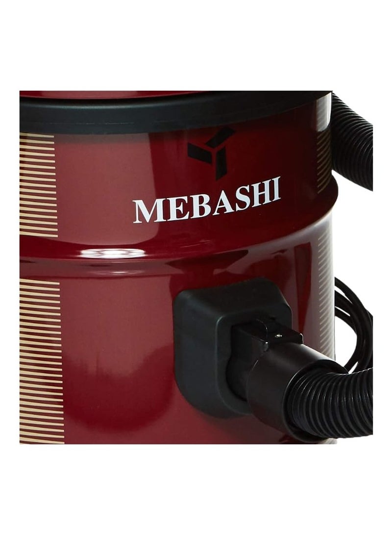 MEBASHI Drum Vacuum Cleaner with 20L Capacity, High Efficiency, and Multi Filtration System – Red(PowerClean DVC1001)(1800W)