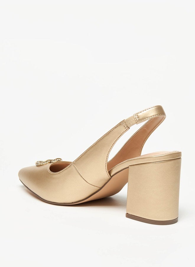 Women's Solid Slingback Shoes with Block Heels