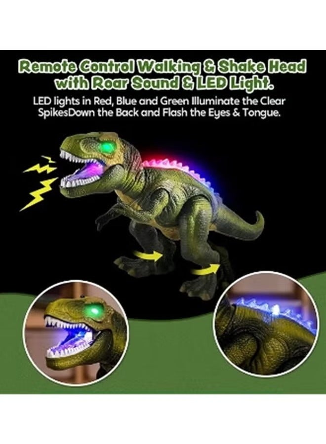 Dinosaur Toy for Kids - Light-Up, Roaring T-Rex, Electronic Walking,Auto-Demo and Spray Functions,Simulated Dinosaur Model