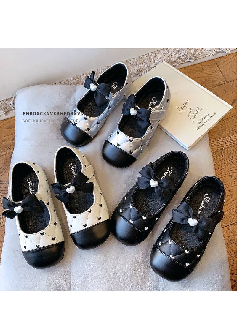 Butterfly Knot Small Fragrant Style Children's Shoes, Shallow Mouth Children's Leather Shoes, Girls' Princess Single Shoes