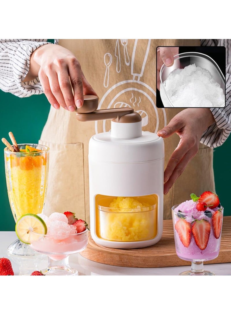 Manual Rotary Ice Crusher - Mini Transparent Crushed Ice Maker for Bar and Kitchen, Ideal for Shaved Ice and Cocktails.