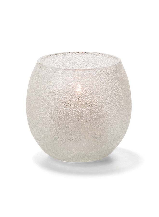 Candle Holder - Clear Ice Glass - Small Bubble