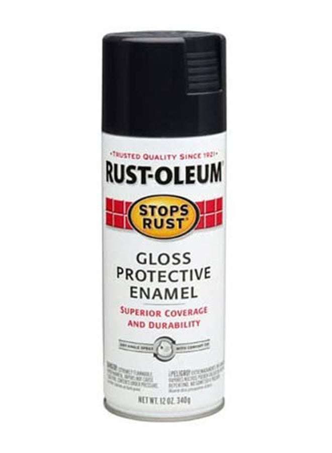 Stops Rust Protective Enamel Spray Paint Gloss Black