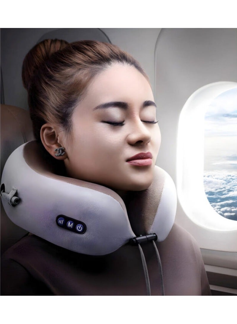 Rechargeable U Shaped Cervical Massage Pillow Neck Massager Vibration Pillow Multifunctional Shoulder and Electric for Relax Muscles Fatigue