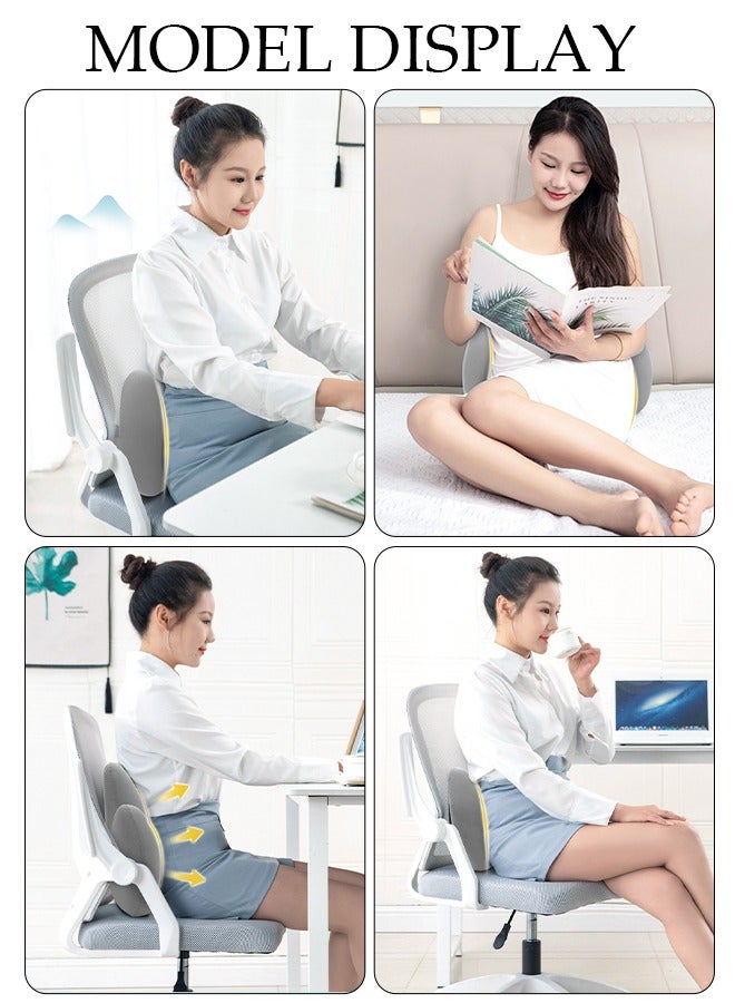 Lumbar Support Pillow Seat Cushion for Office Chair Pressure Relief Sciatica & Tailbone Pain Relief Memory Foam Firm Coccyx Pad for Long Sitting, for Office Chair, Gaming Chair and Car Seat