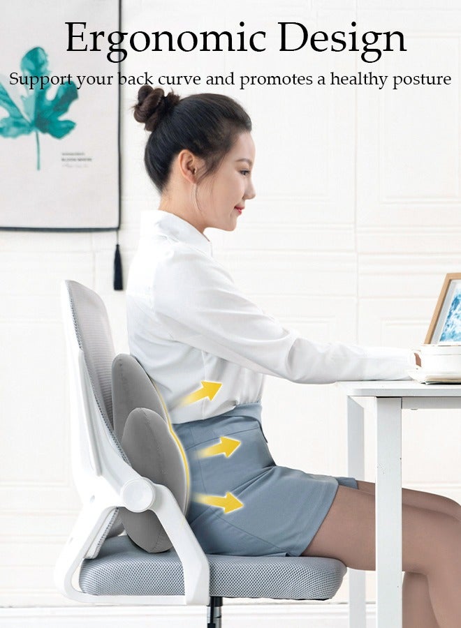 Lumbar Support Pillow Seat Cushion for Office Chair Pressure Relief Sciatica & Tailbone Pain Relief Memory Foam Firm Coccyx Pad for Long Sitting, for Office Chair, Gaming Chair and Car Seat