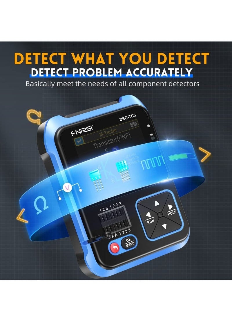 DSO-TC3 Oscilloscope - 3-in-1 Handheld Oscilloscope & DDS Signal Generator & Transistor Tester, 500Khz Bandwidth 10MSa/s Sampling Rate, 6 Types of Waveforms, Transistors Measure