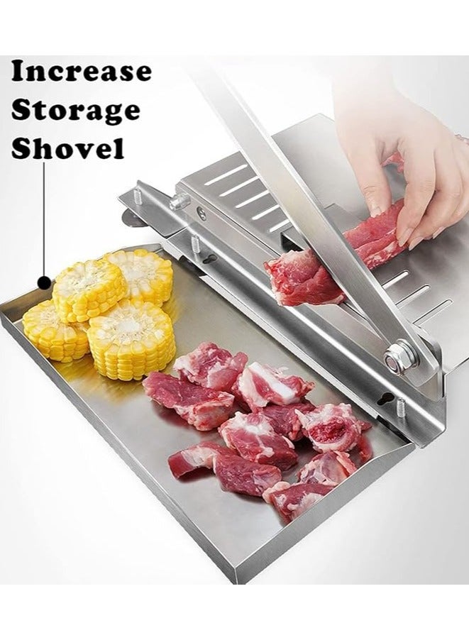 Bone Chopping Knife Frozen Meat Slicing Knife Guillotine, Stainless Steel Hot Pot Beef Roll Slicing Knife Household Frozen Meat Cutter with Non-slip Stable Feet