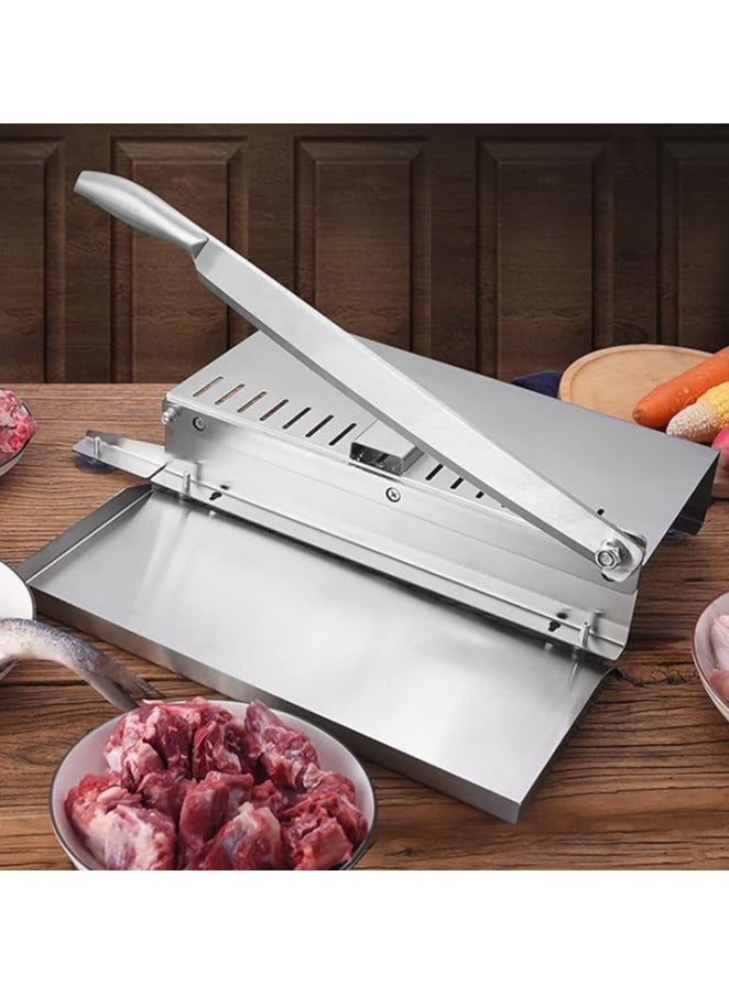 Bone Chopping Knife Frozen Meat Slicing Knife Guillotine, Stainless Steel Hot Pot Beef Roll Slicing Knife Household Frozen Meat Cutter with Non-slip Stable Feet