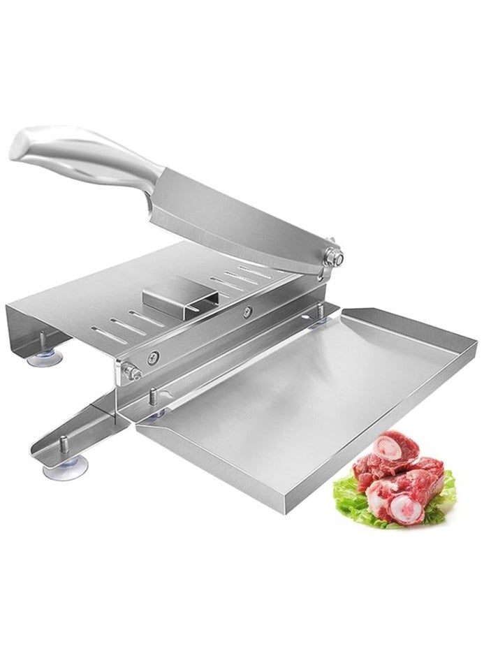 Bone Chopping Knife Frozen Meat Slicing Knife Guillotine, Stainless Steel Hot Pot Beef Roll Slicing Knife Household Frozen Meat Cutter with Non-slip Stable Feet