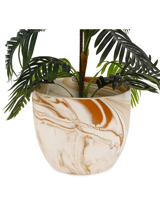 Marble Terracotta Planter, Whitewash - 35X28.5 Cm