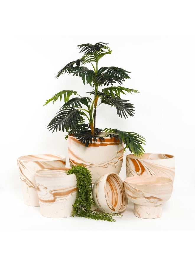 Marble Terracotta Planter, Whitewash - 35X28.5 Cm