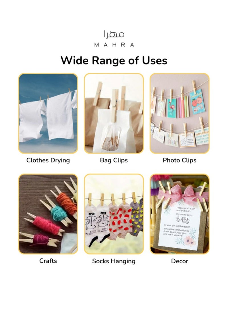 123 PIECE SET | Laundry Drying Essentials | Includes 60 Plastic Pegs (Cream, Blush, Charcoal) & 60 Wooden Pins + 3 Black Polypropylene Ropes (10m Each) | Ideal for Clothes Drying, Outdoor Hanging, and Creative Crafts