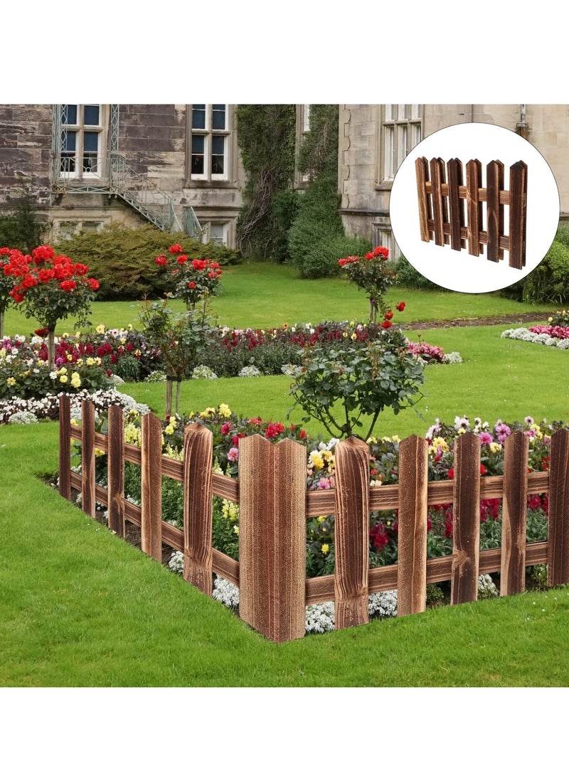 FFD Wooden Garden Picket Fence - Decorative Landscape Edging Border for Patio, Fairy Garden, Flower Beds, and Lawn - Portable Outdoor Fencing with Charming Design