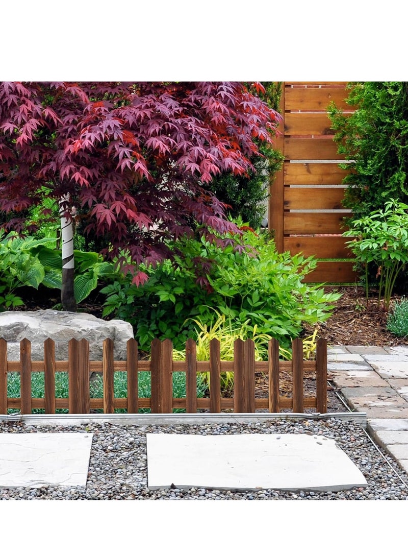 FFD Wooden Garden Picket Fence - Decorative Landscape Edging Border for Patio, Fairy Garden, Flower Beds, and Lawn - Portable Outdoor Fencing with Charming Design