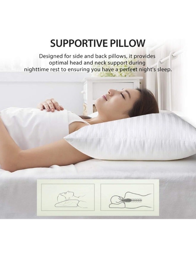 2 Piece Set Cotton Pillow, Comfortable Strip Hotel Pillow Stripe Cotton Bed Pillow White 50x70cm