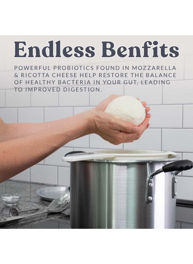 Mozzarella And Ricotta Cheese Making Kit | 5 Piece Diy Kit Includes Cheesecloth, Vegetable Rennet, Citric Acid, Cheese Salt, And Cooking Thermometer | Great Gift Ideas | Italian Cheese Making Supplie