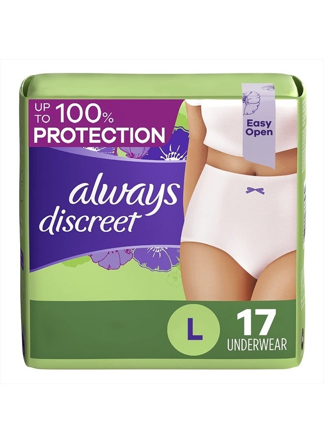 Adult Incontinence & Postpartum Underwear For Women, Classic Cut, Size Large, Maximum Absorbency, Disposable, 17 Count