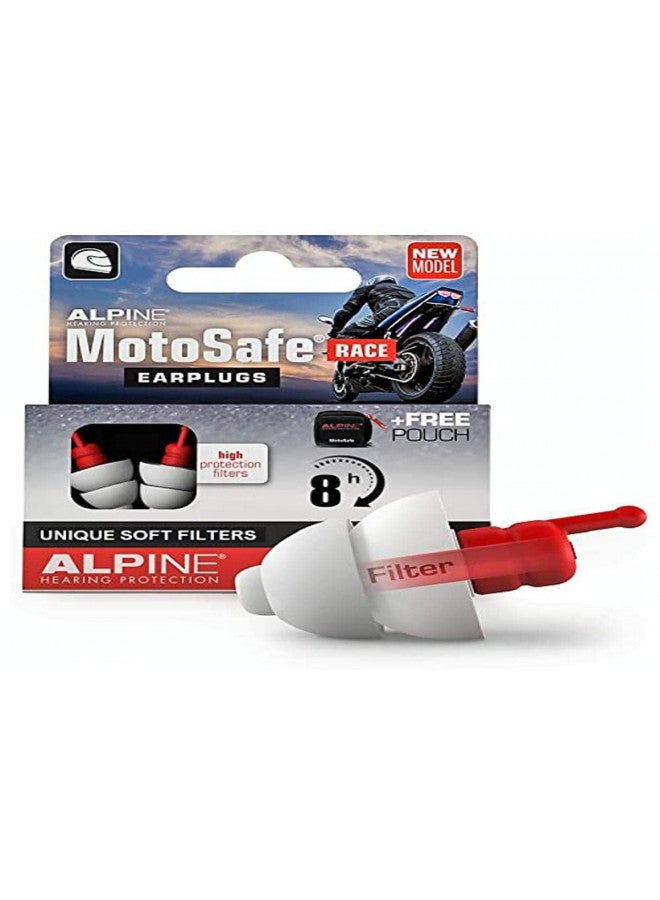 Alpine MotoSafe Race - Motorcycle Ear Plugs for Wind Noise Reduction - Motorcycle Hearing Protection - Ultra Soft Audible Filter Hearing Protection for Motorcycle - 1 Pair